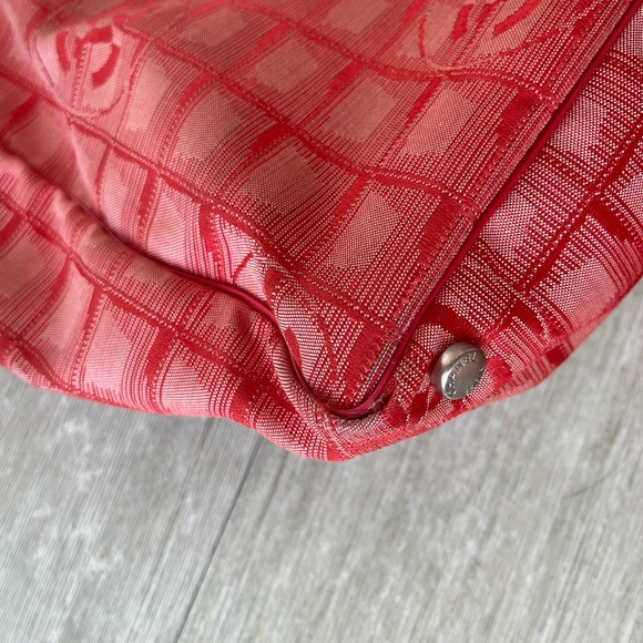 Authentic Chanel Red Canvas Travel Tote Bag - Picture 7 of 13